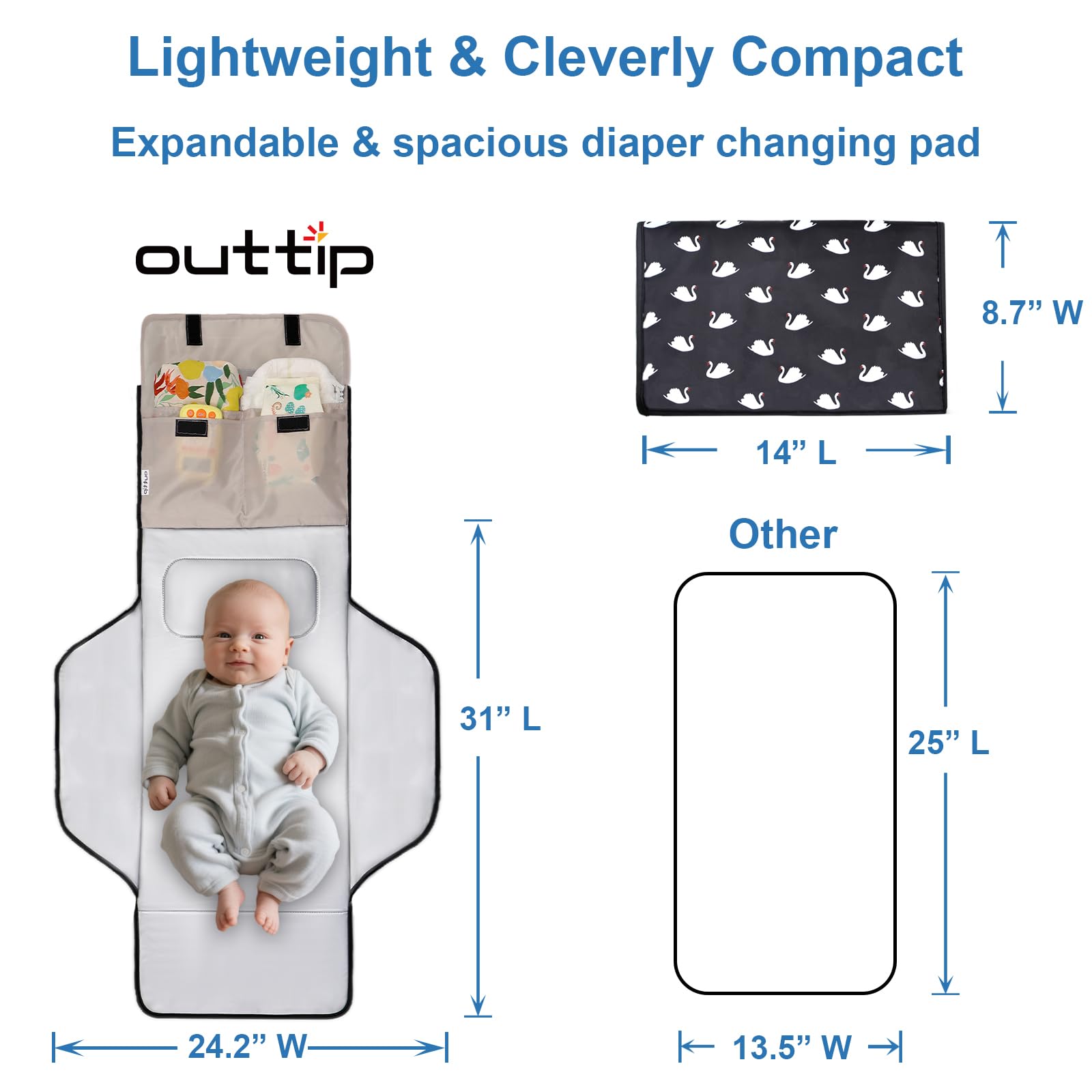 Outtip changing pad stroller-hanging: convenient carry from stroller or bag.