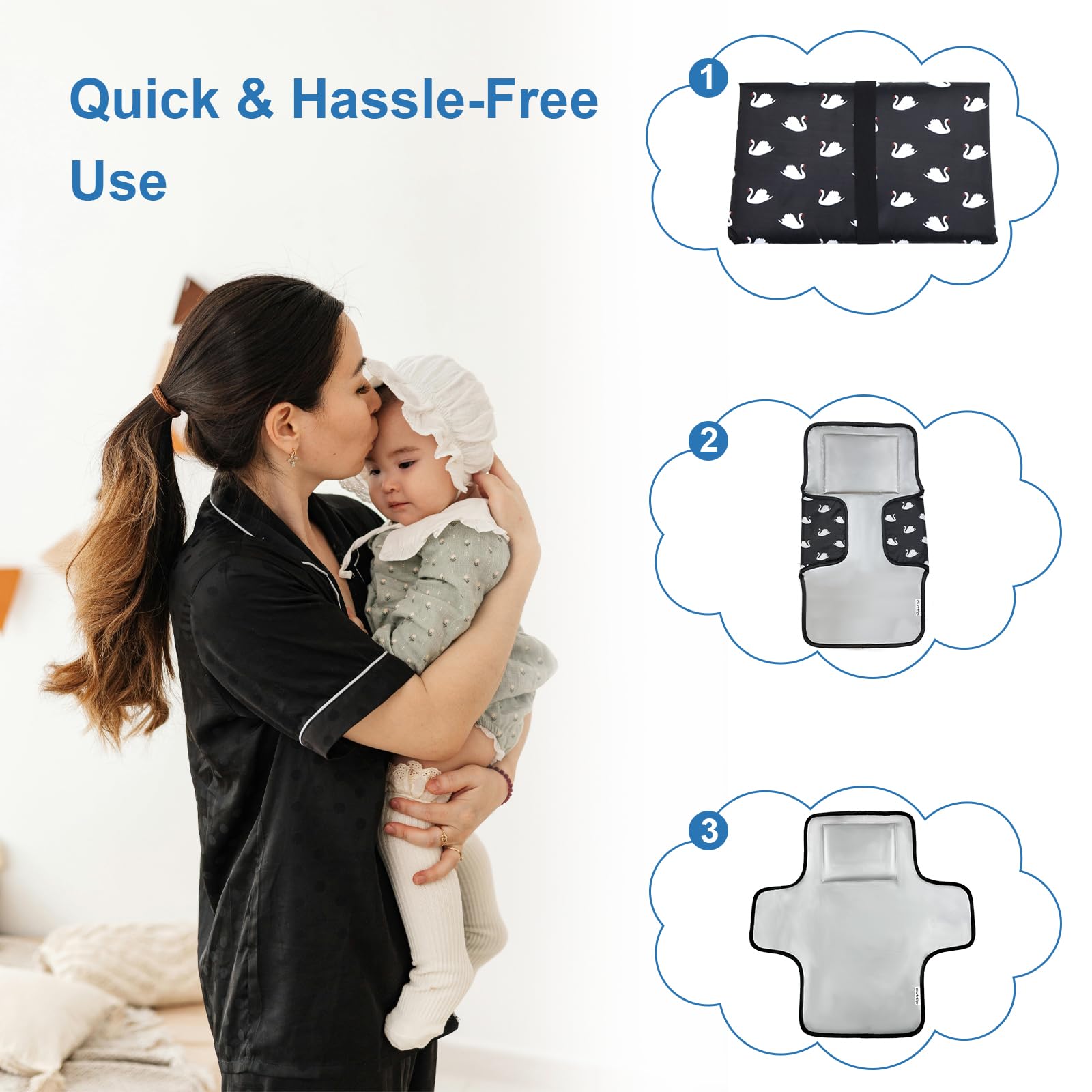 Outtip fashion prints with snail, elephant, swan add baby-friendly style.