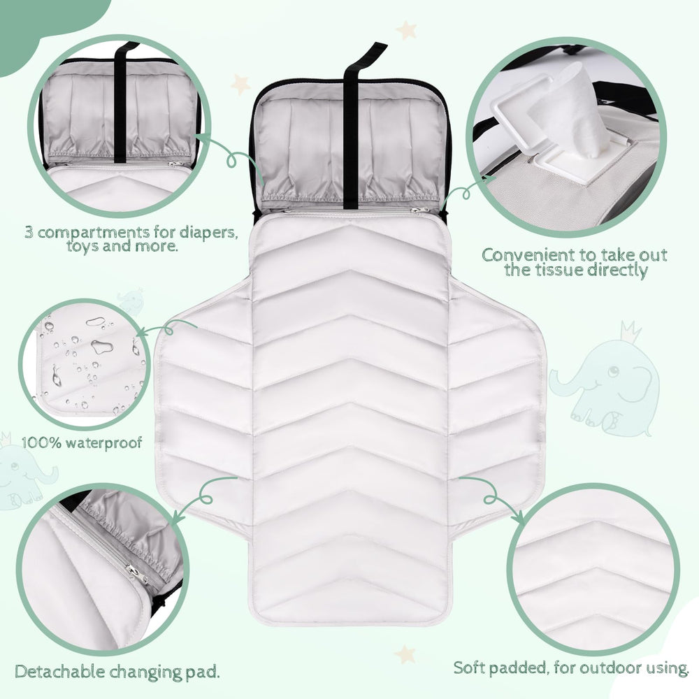 OUTTIP changing pad detached demonstrates convert-to-purse versatility.