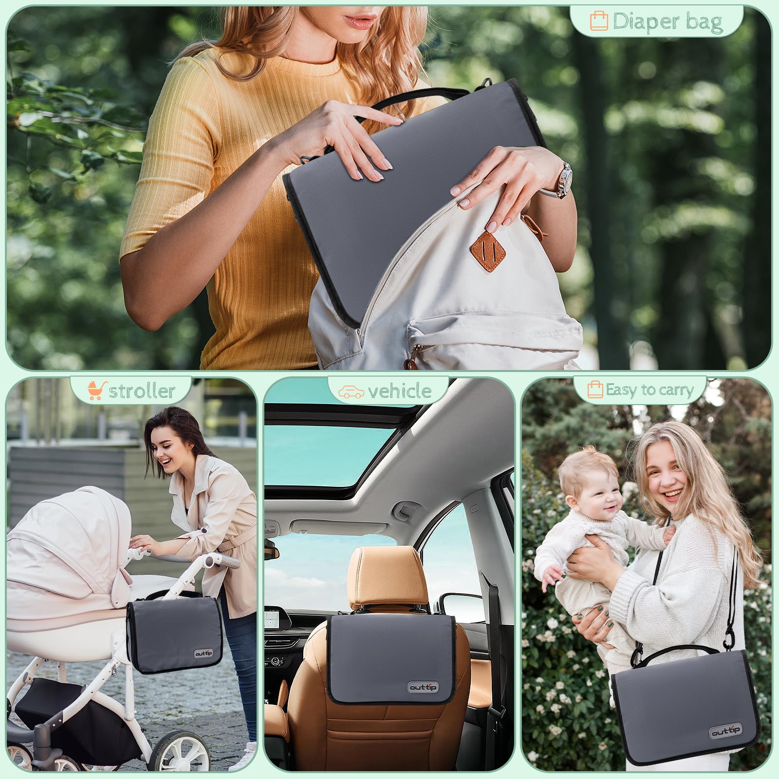 OUTTIP adjustable strap with stroller clips boosts convenience.