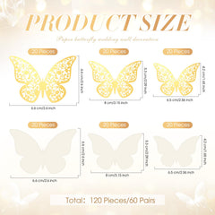 Outus 120-piece gold-white butterfly wall decor style B brightens living spaces.