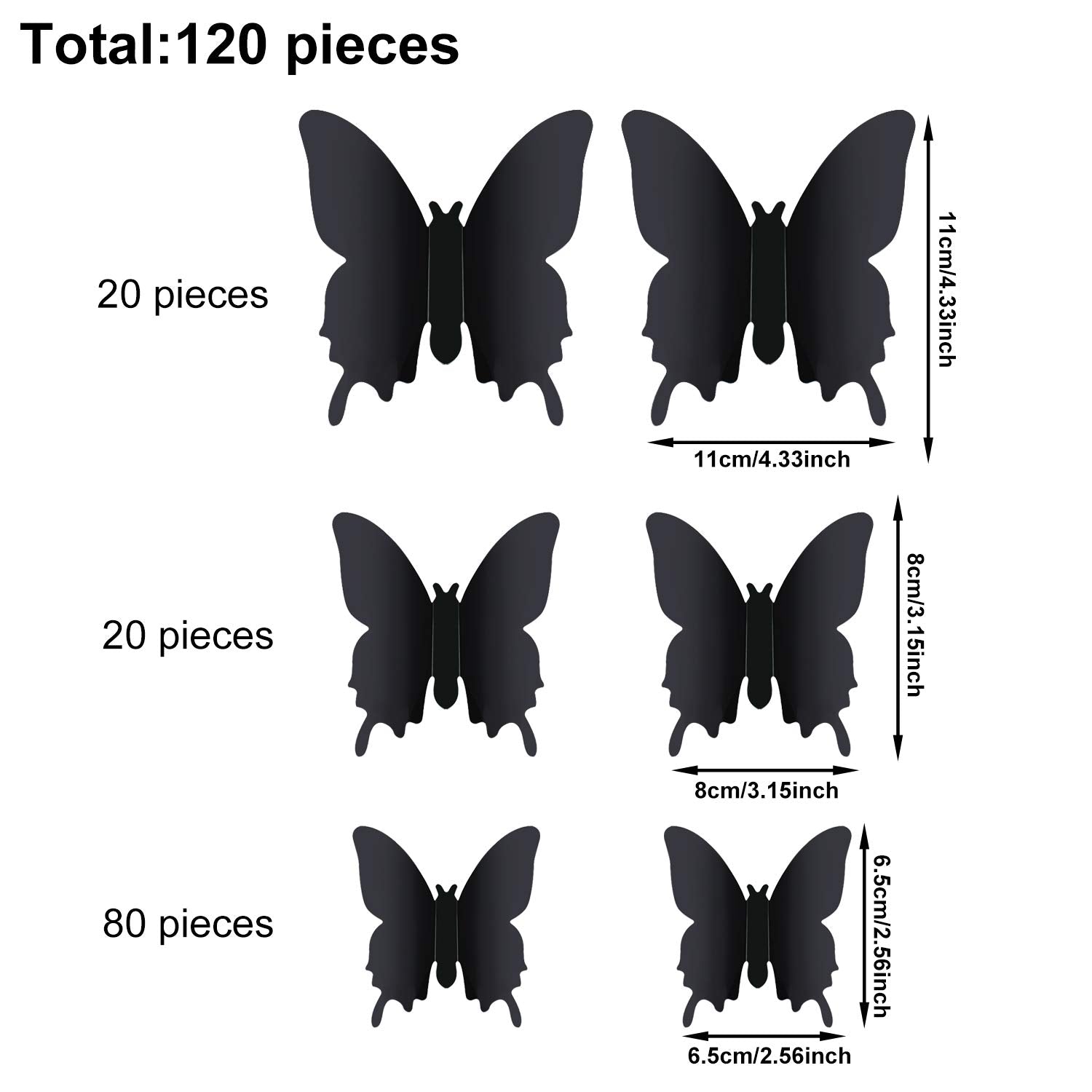 Outus butterfly decals in three sizes offer layered, dynamic depth on walls.