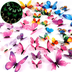 Outus 3D butterfly wall decal pink set for nursery glow decor