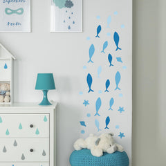 Outus 3D undersea wall decals create depth on smooth surfaces.