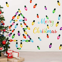 Outus 91-piece Christmas wall stickers with bulbs brighten windows for a festive mood.