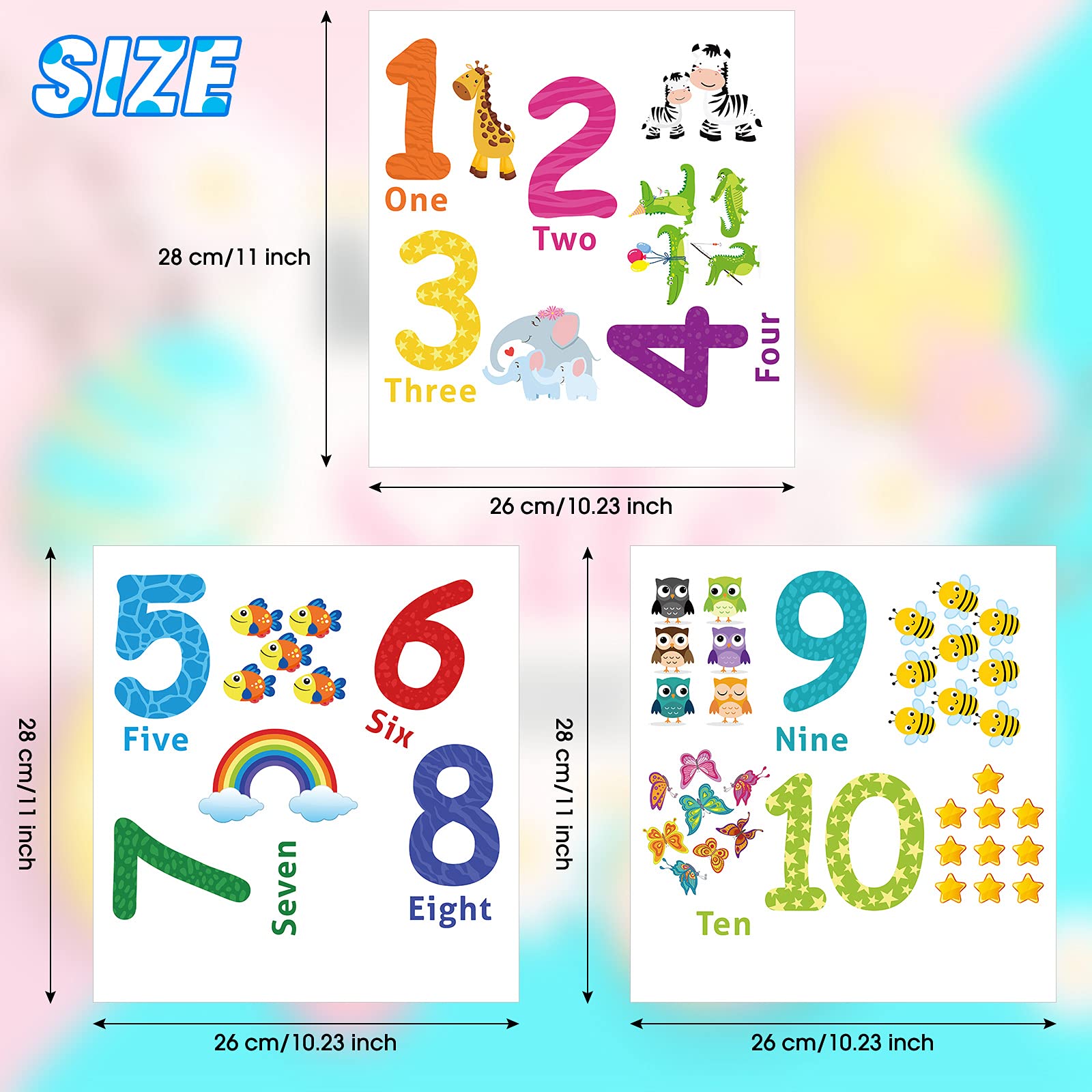 Outus alphabet and numbers wall decals promote literacy and numeracy in children's spaces.