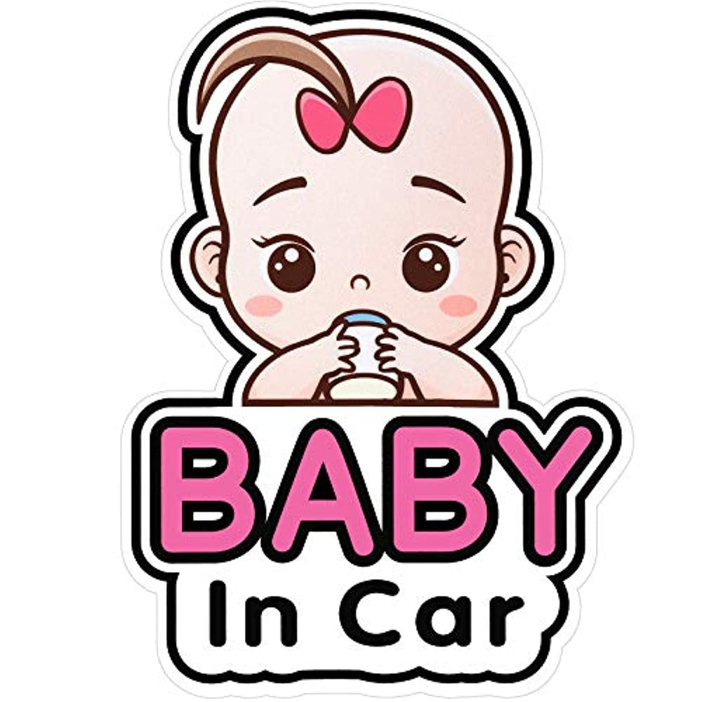 Outus baby in car sticker girl style front view boosts daytime visibility.