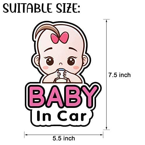 Outus baby in car sticker girl style bright color on vehicle surface improves visibility.