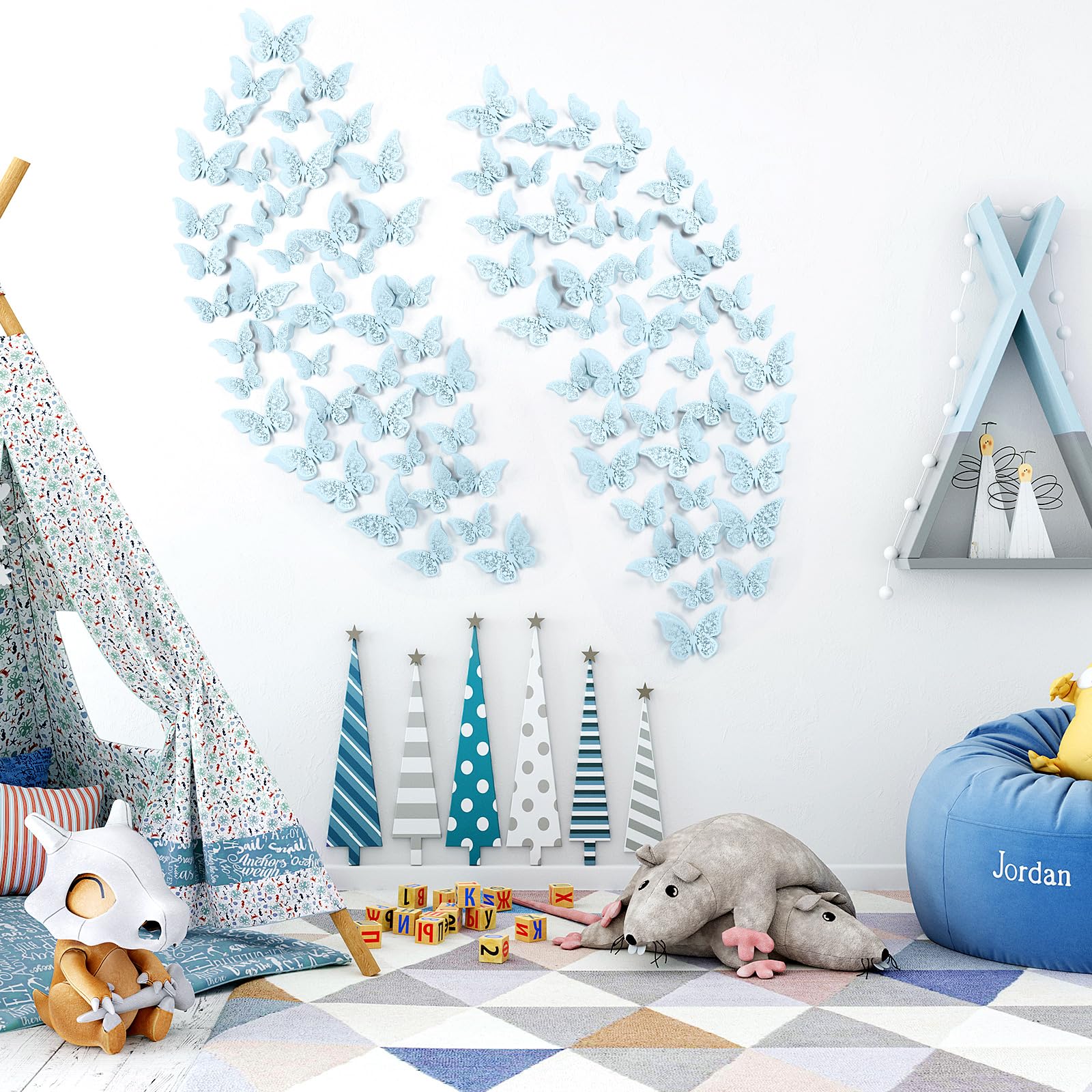 Outus blue 3D butterfly wall decor small size ideal for nurseries