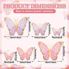 Outus butterfly wall mural set in pink and purple for birthdays and special occasions.