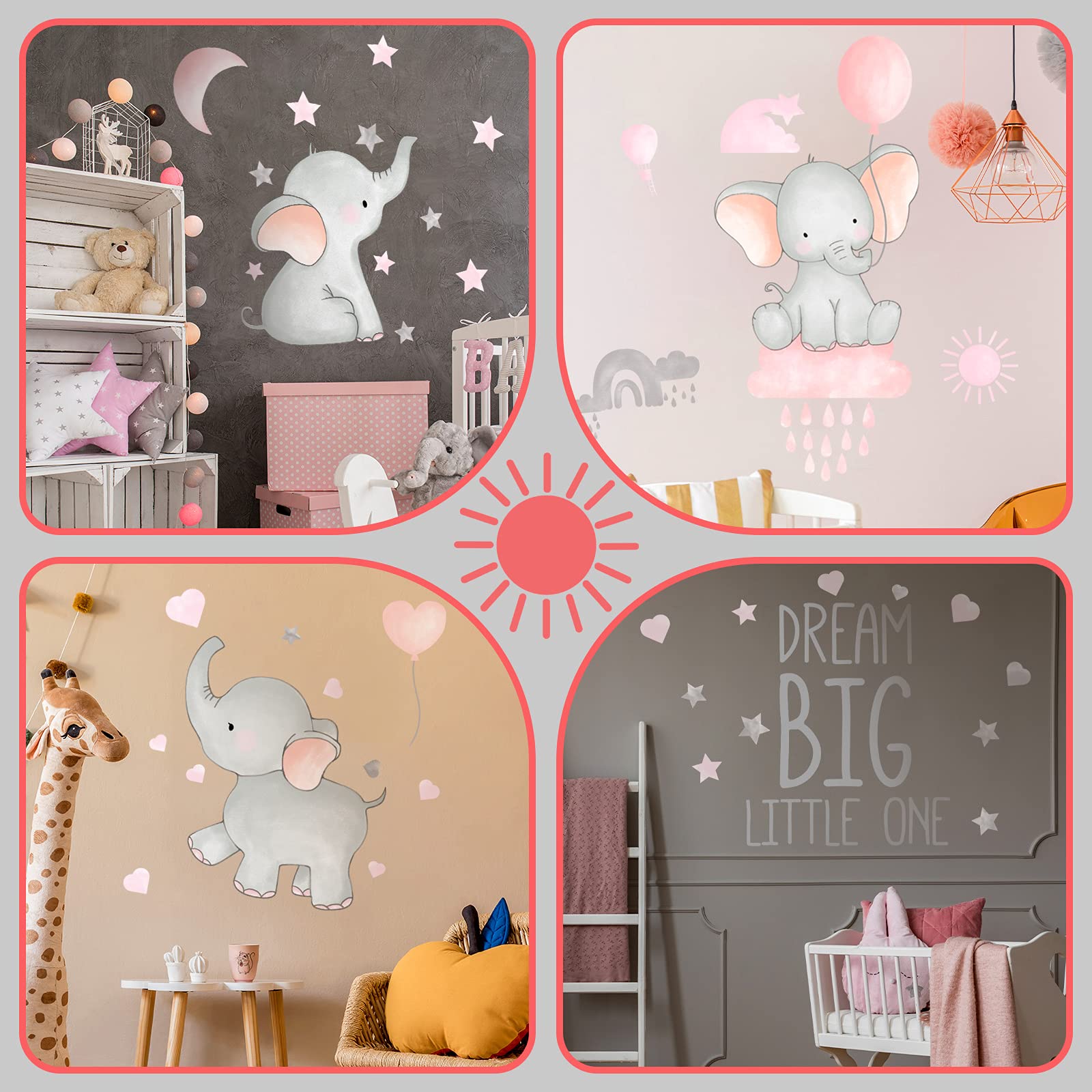 Outus Dream Big Little One easy-to-apply decals peel and stick on smooth surfaces.