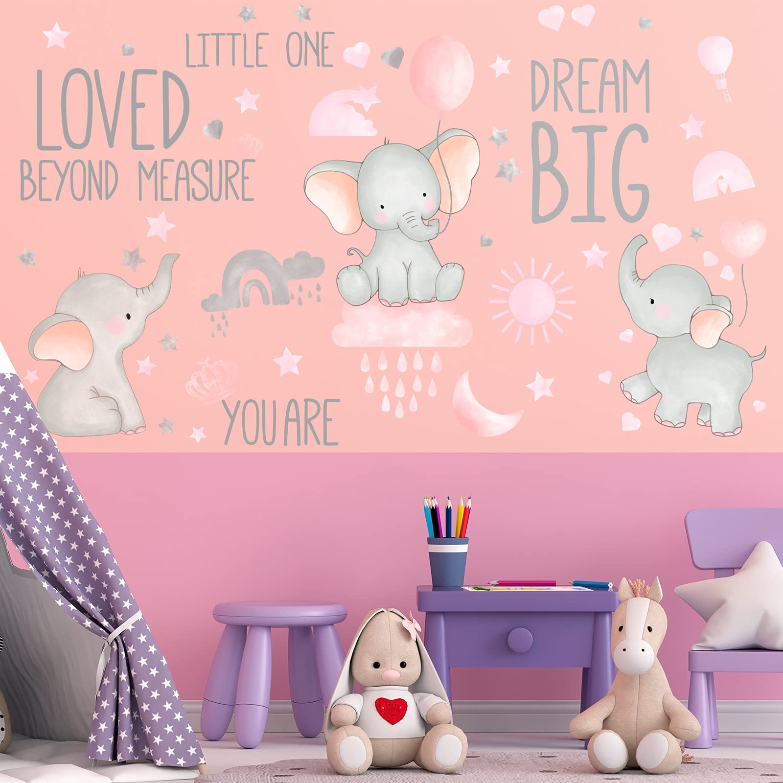 Outus Dream Big Little One inspirational quotes decals add motivation to play area.