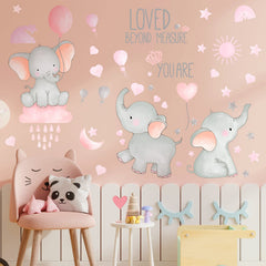 Outus Dream Big Little One moon and hot air balloon pink and grey decor accents.