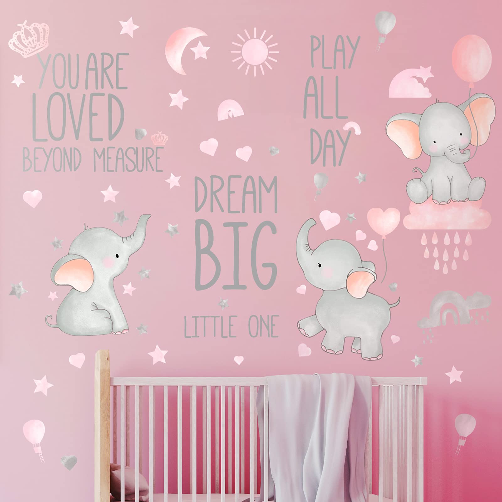 Outus Dream Big Little One PVC wall decals are waterproof and child-friendly.