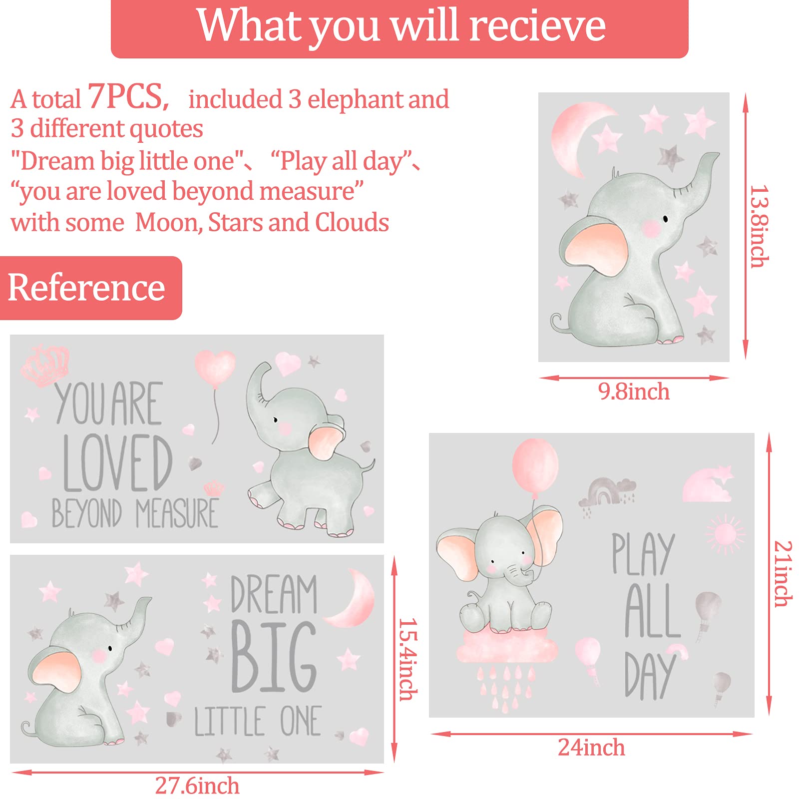 Outus Dream Big Little One stars and clouds wall decals brighten kid's room.