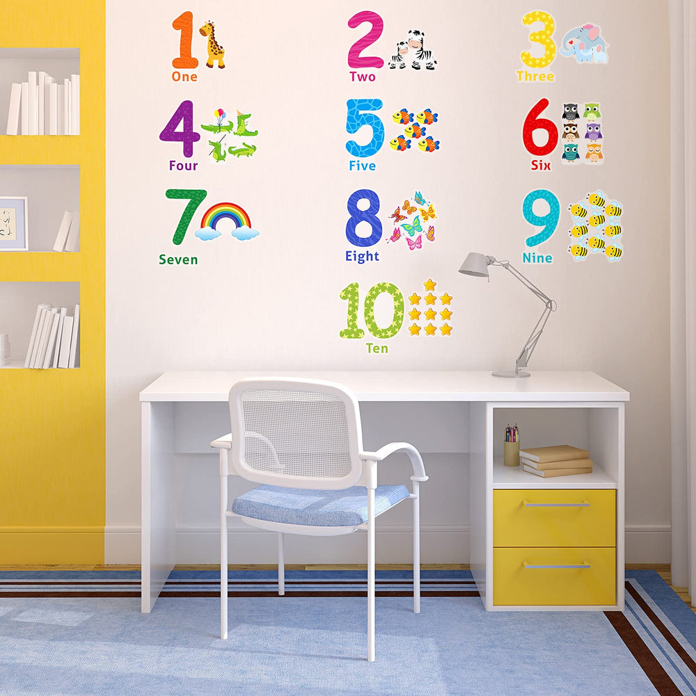 Outus educational wall decals for classrooms support counting and recognition.
