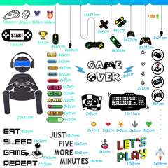 Outus gamer wall decal Game Boy patterns add retro charm to a playful bedroom or playroom.