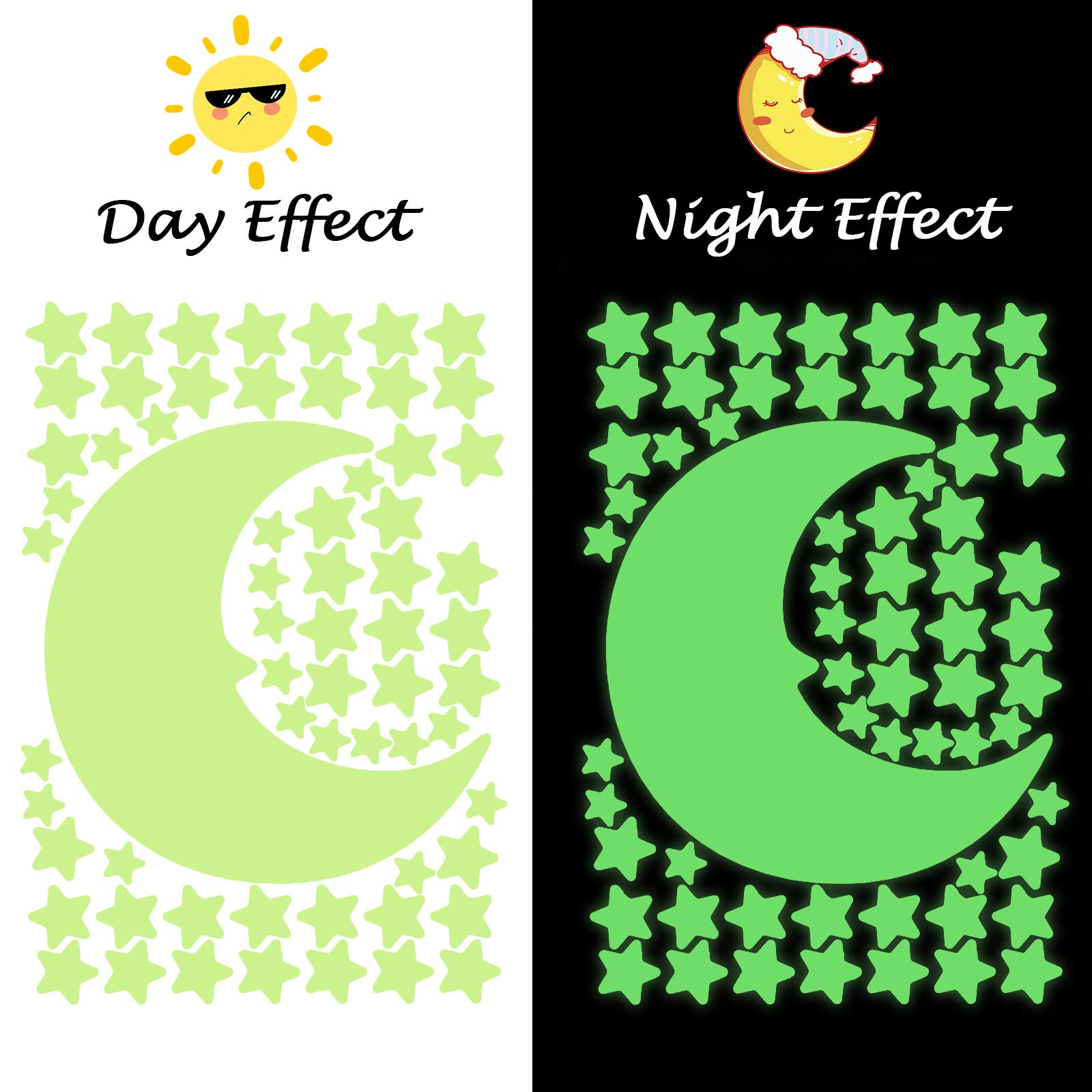 Outus glow dots and stars stickers close-up showing varied sizes