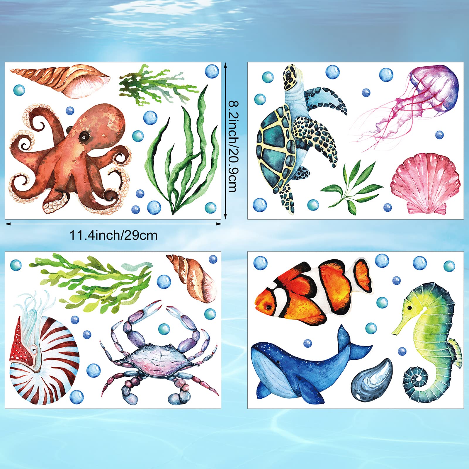 Outus glow-in-the-dark ocean decor featuring jellyfish and turtle decals for kids