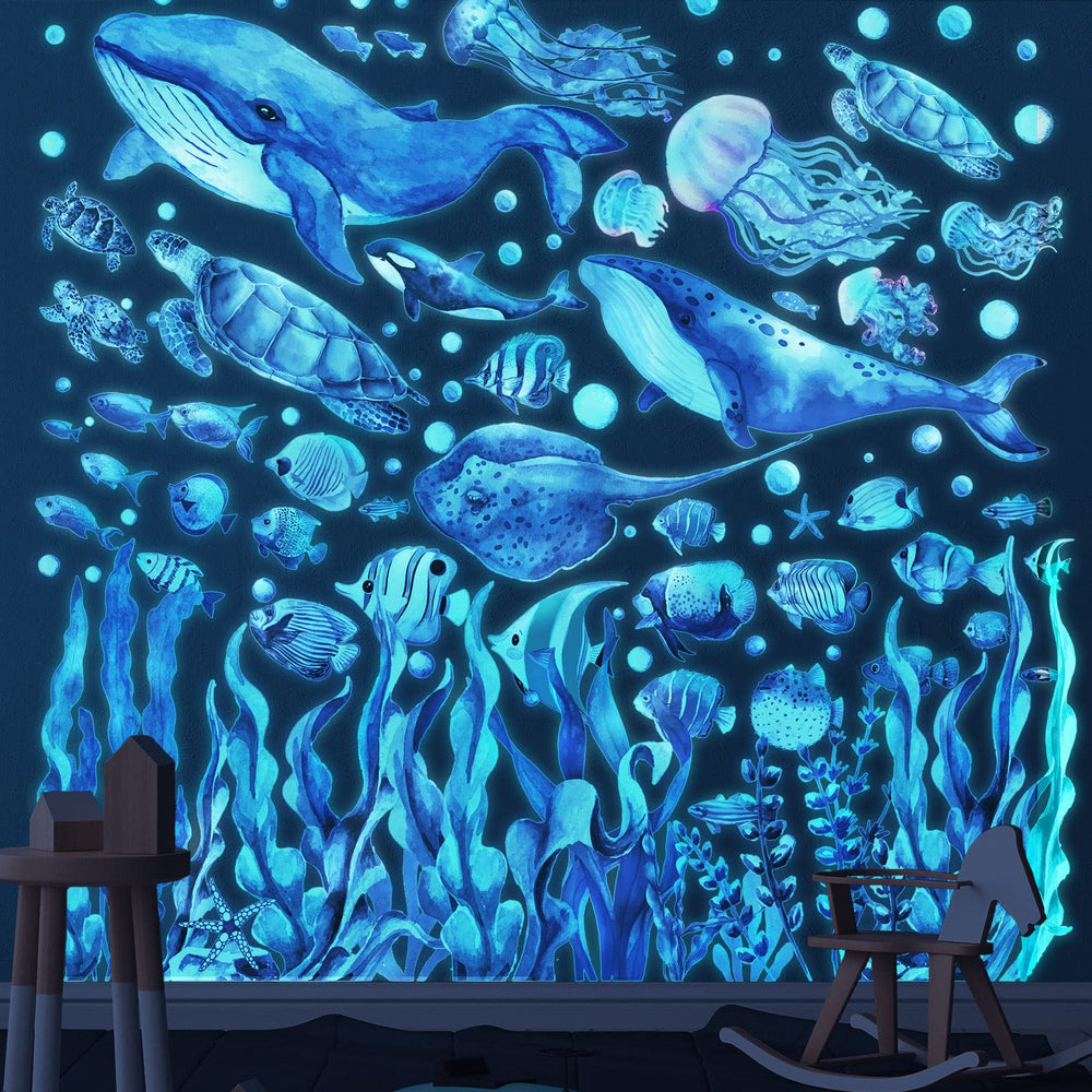 Outus glow ocean wall decal nursery decor supports calm, creative imagination.