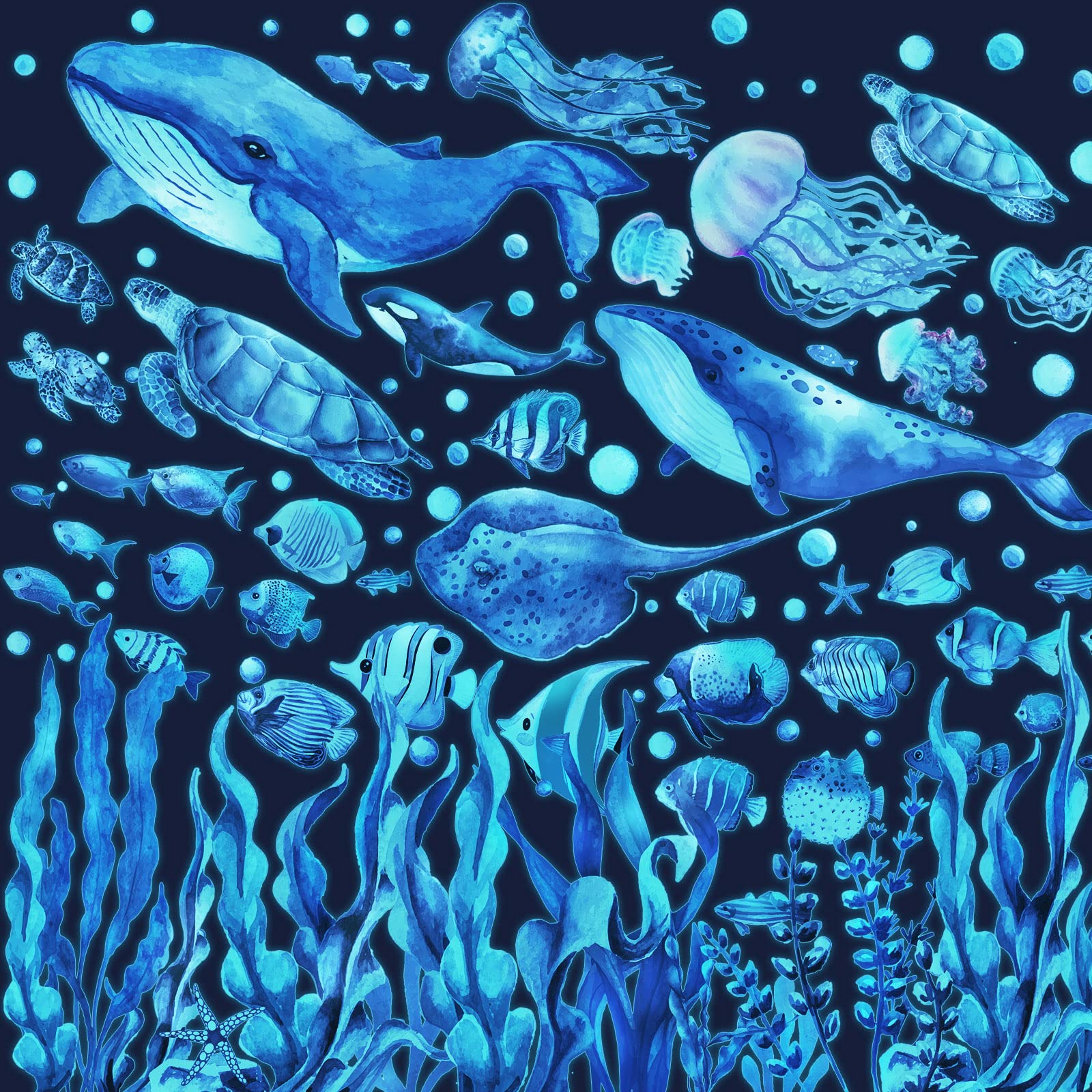 Outus glow ocean wall decal turtle for calming night ambiance and sea-life learning.