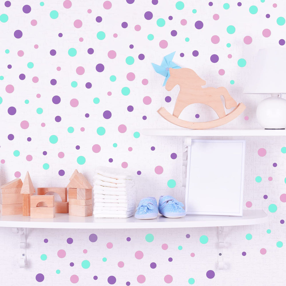 Outus green polka dots wall stickers brighten walls and quick room transformation.