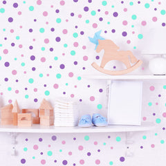 Outus green polka dots wall stickers brighten walls and quick room transformation.