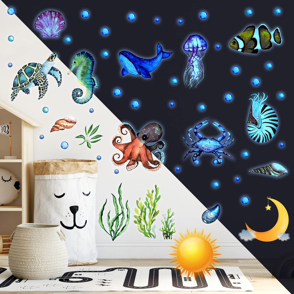 Outus jellyfish turtle conch sea life stickers for playrooms