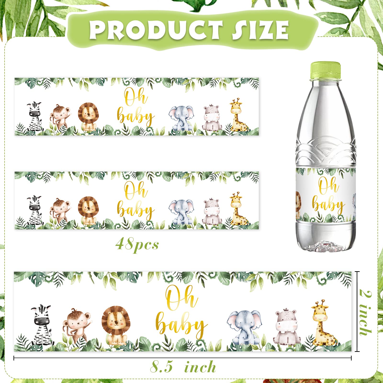 Outus jungle animals labels with monkey design for baby shower decor