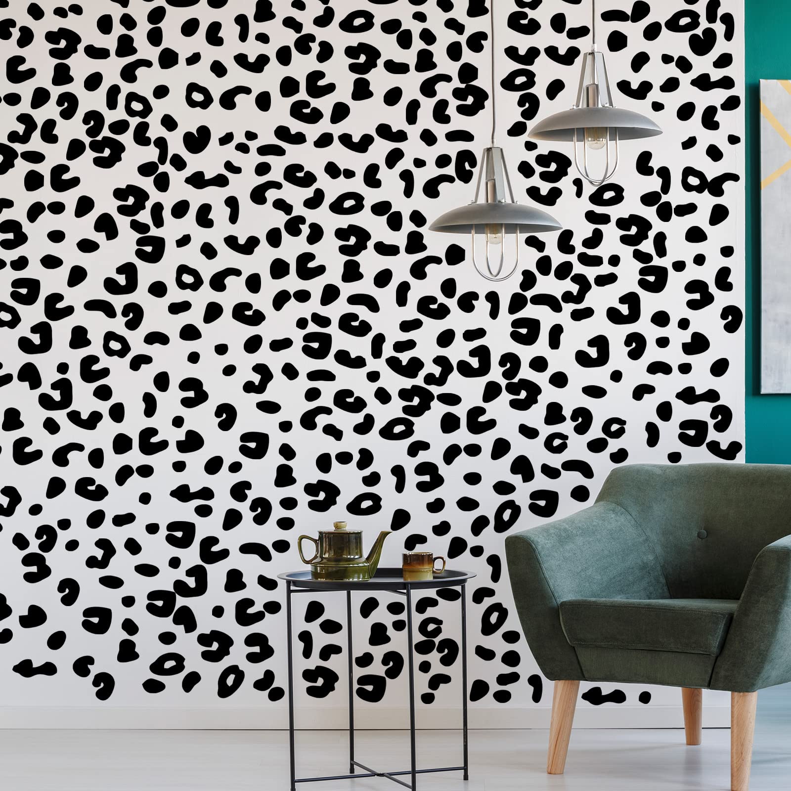 Outus leopard print wall decal application demo shows peel and stick convenience.