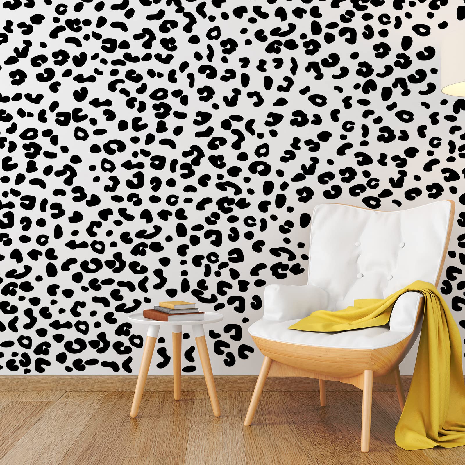 Outus leopard print wall decals packaging highlights four sheets ready for DIY projects.