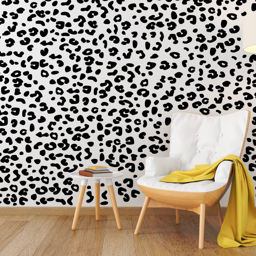 Outus leopard print wall decals packaging highlights four sheets ready for DIY projects.