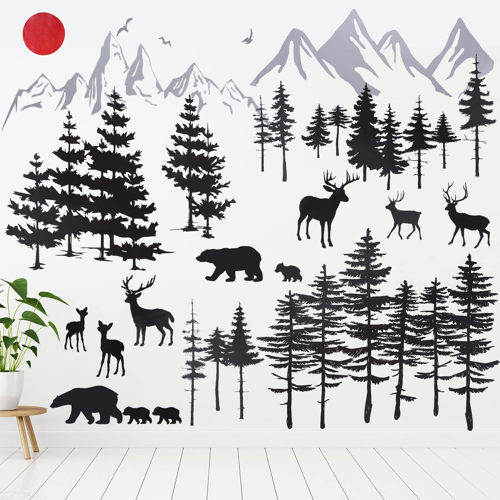 Outus mountain-bear-wall-decal creates playful scenery for kids' rooms and imaginative play.