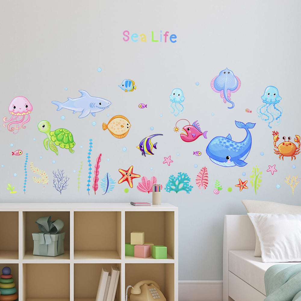 Outus Ocean Life 4-sheets set enhances bathrooms and living spaces with ocean whimsy