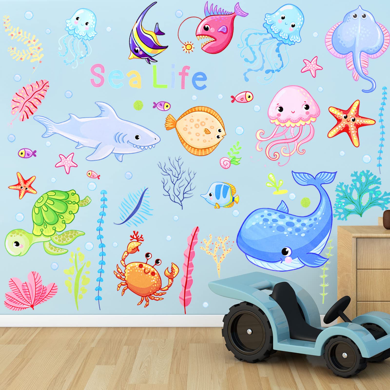 Outus Ocean Life jellyfish decals add vibrant color and easy, residue-free removal
