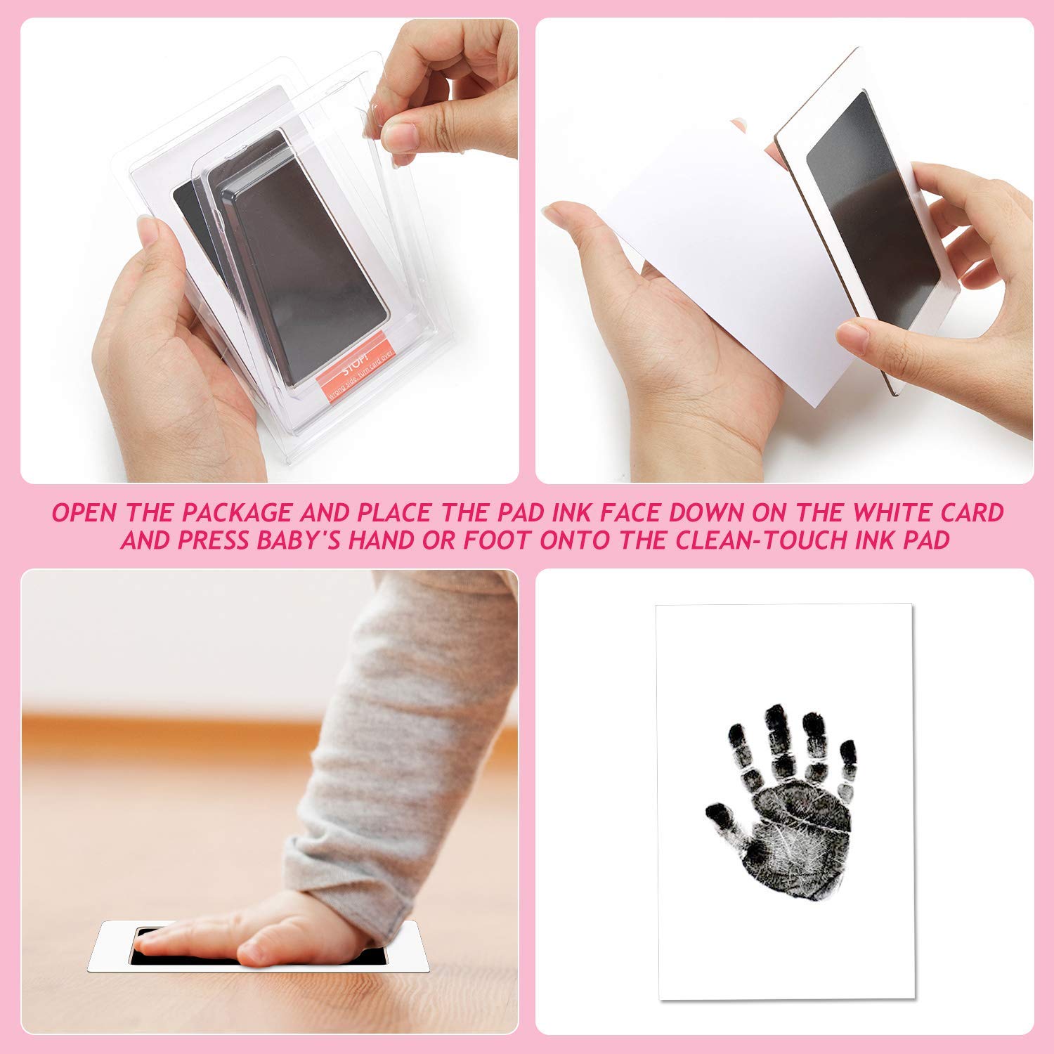 Outus paw-print kit easy-press steps illustrated for quick, clean impressions without staining skin or surroundings.