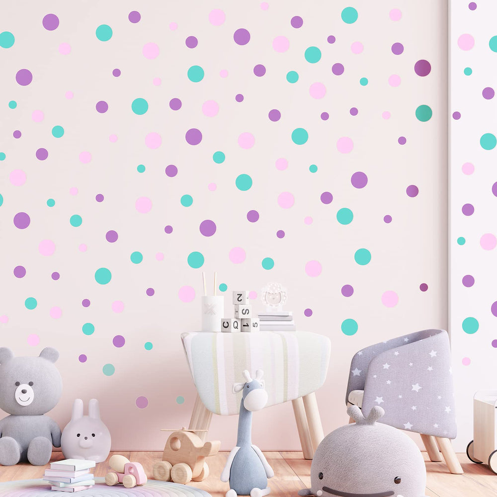 Outus pink polka dots wall stickers add soft, playful decor options.