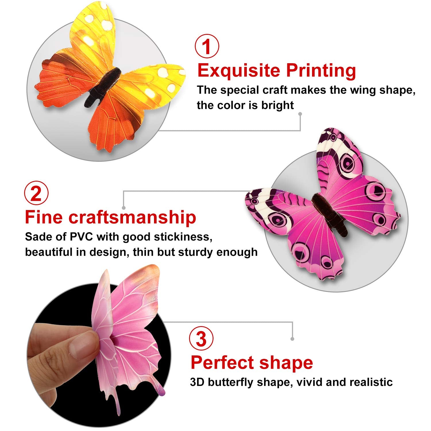 Outus removable butterfly wall stickers easy-peel for repositioning