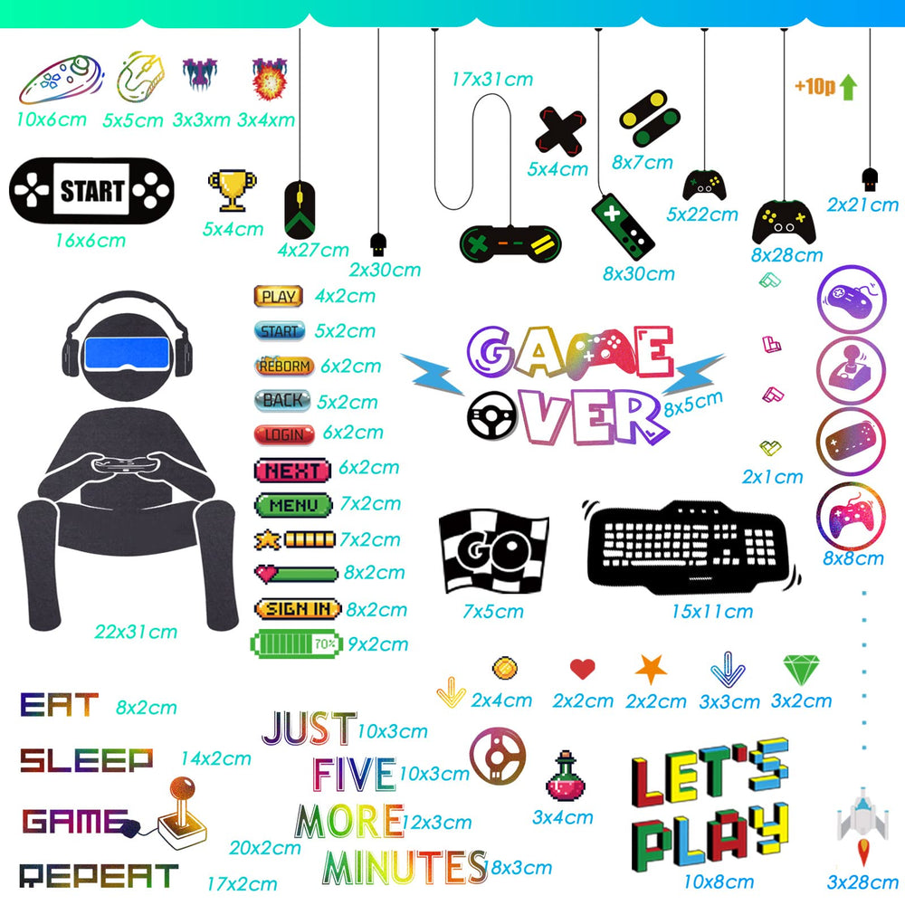 Outus six-sheets layout preview highlighting game boy and console icons for playful decor
