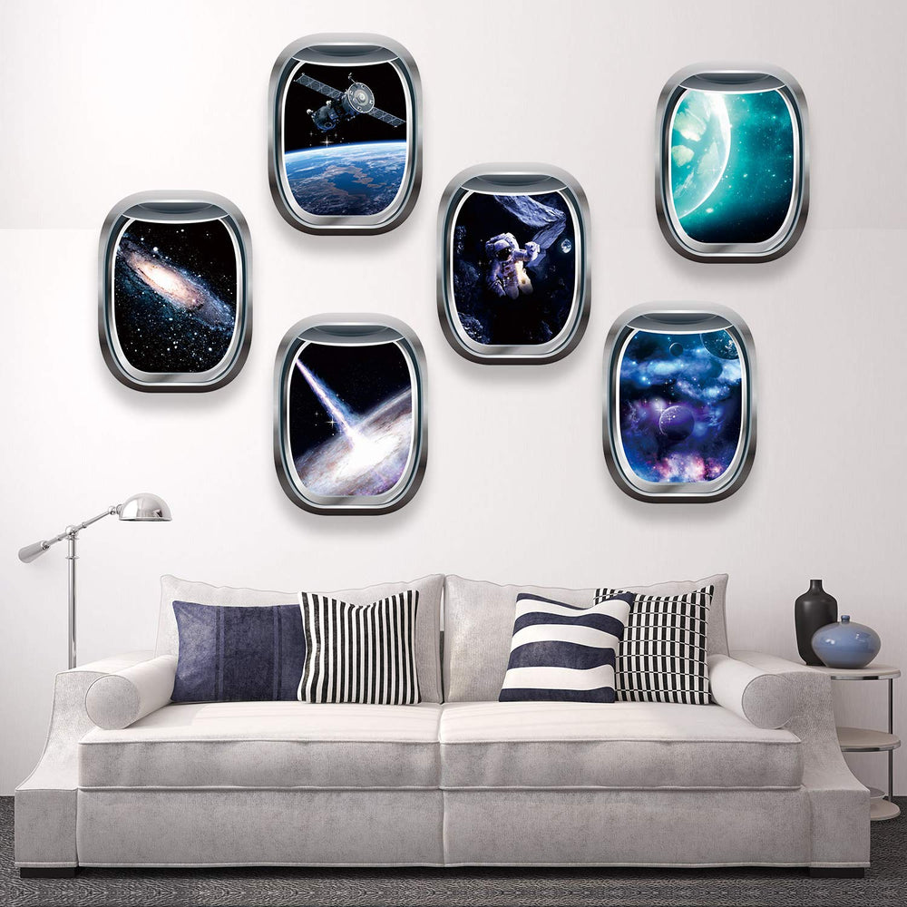 Outus space capsule window decal set with spacecraft visuals for kids room