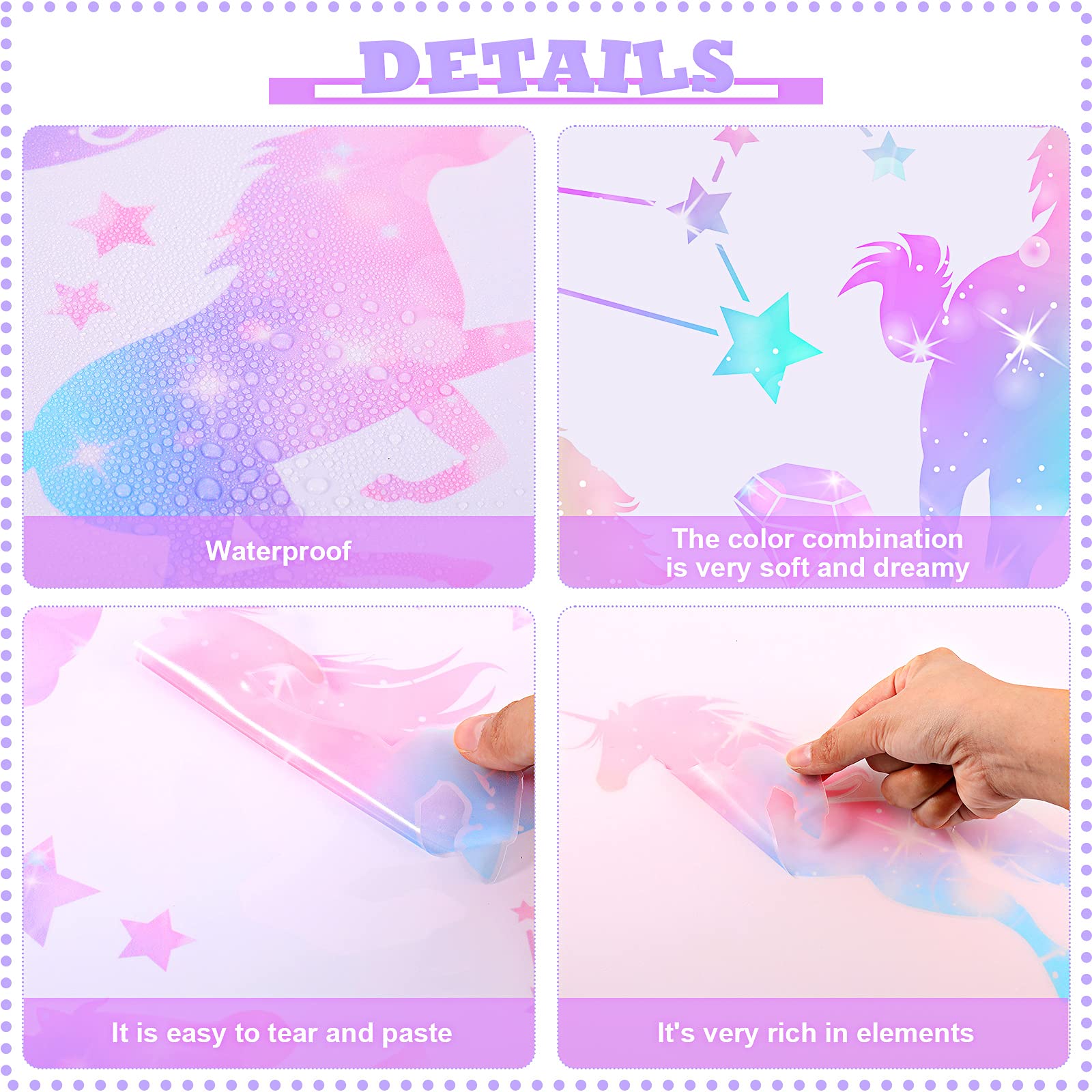 Outus unicorn peel-and-stick on bedroom wall demonstrates size and versatility.