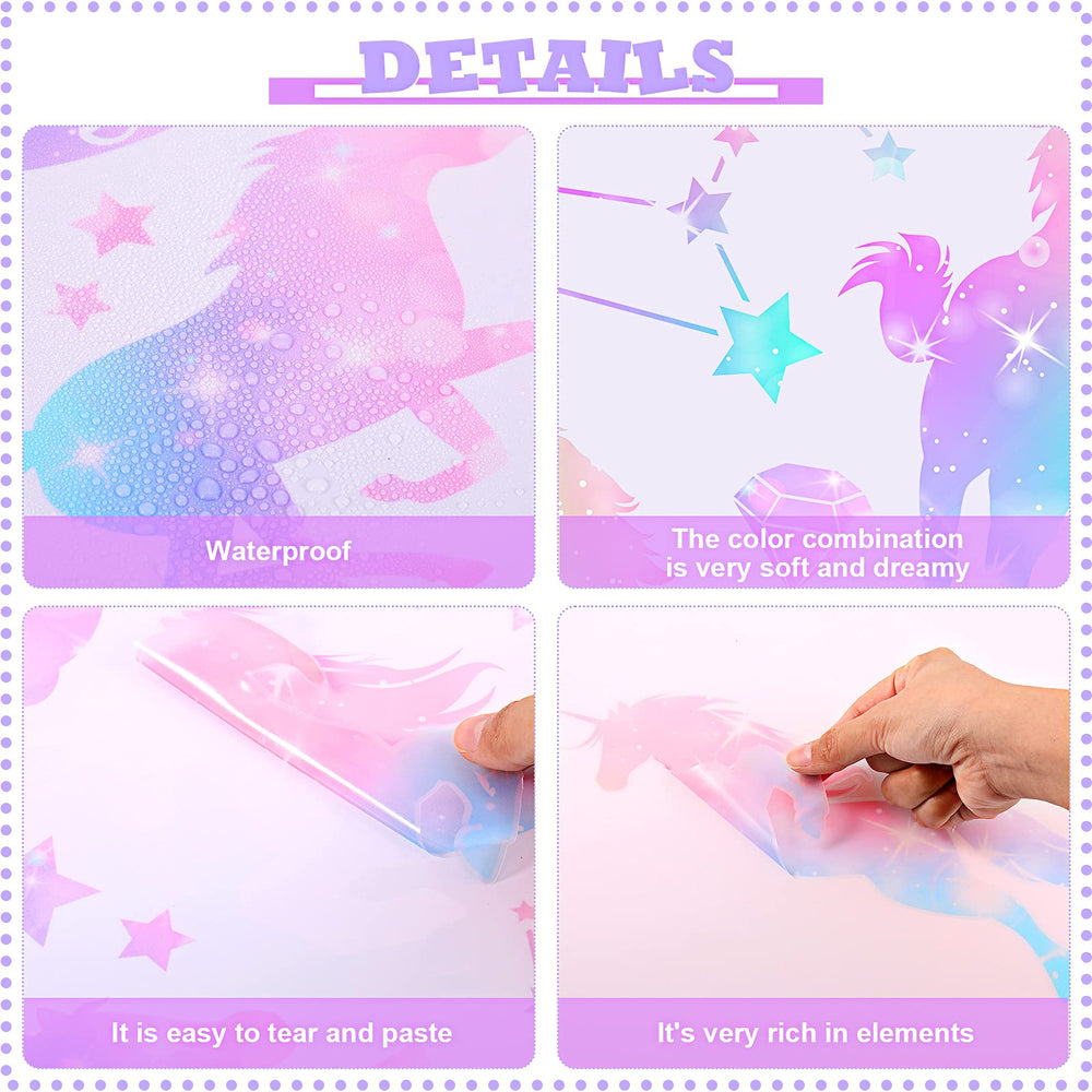 Outus unicorn peel-and-stick on bedroom wall demonstrates size and versatility.