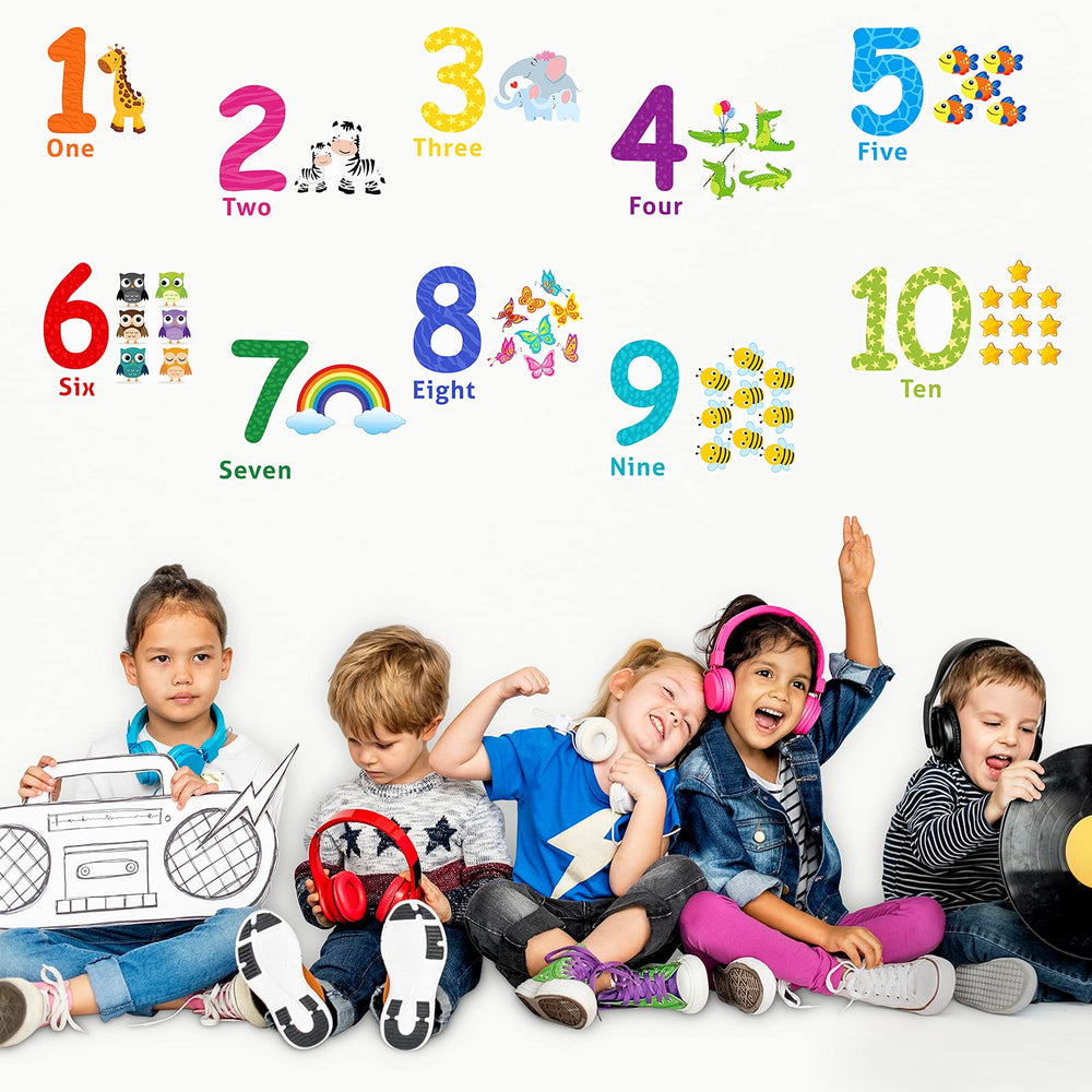 Outus wall decals for nursery and bedroom create a lively learning environment.