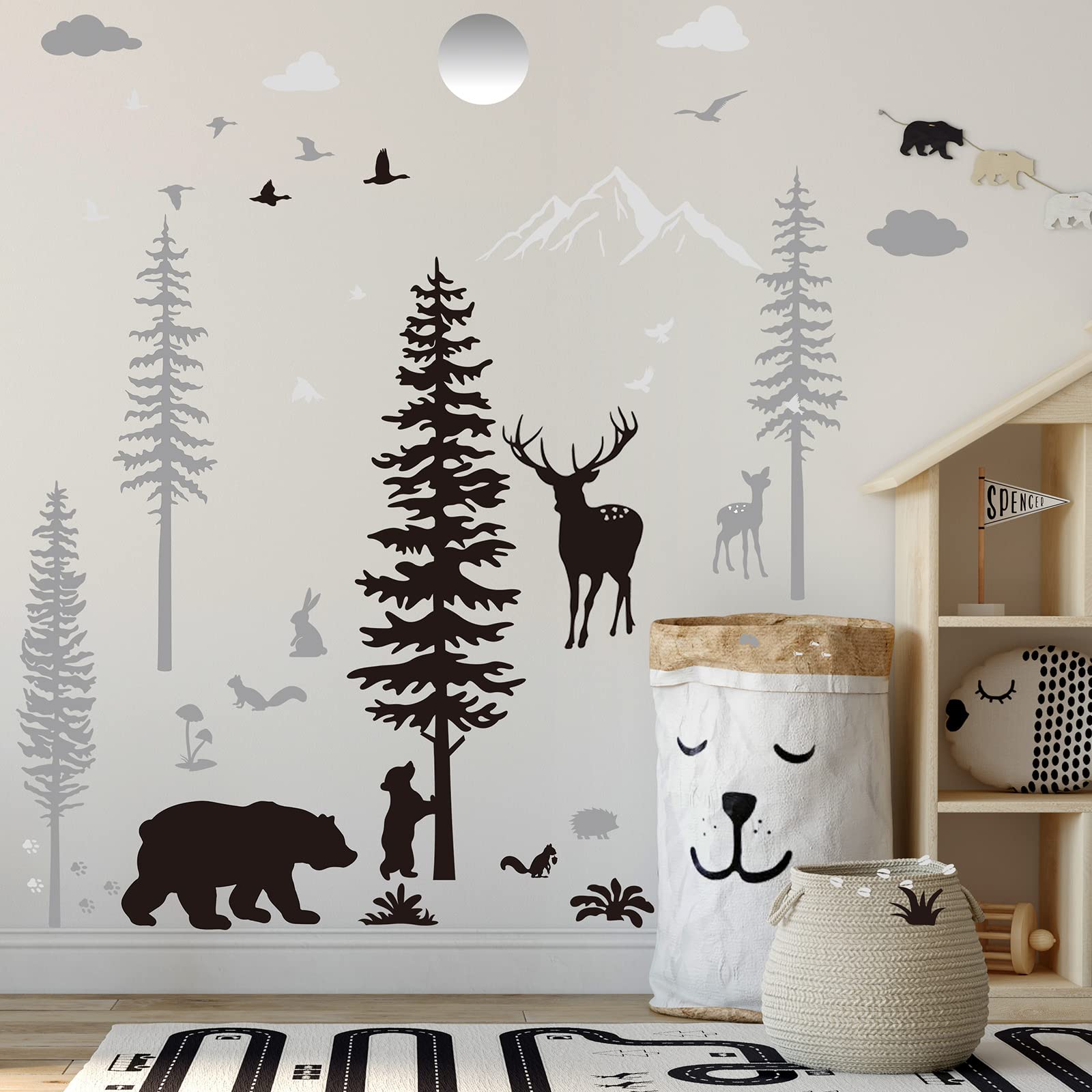 Outus winter forest deer wall sticker creates playful wildlife accents for nursery decor.