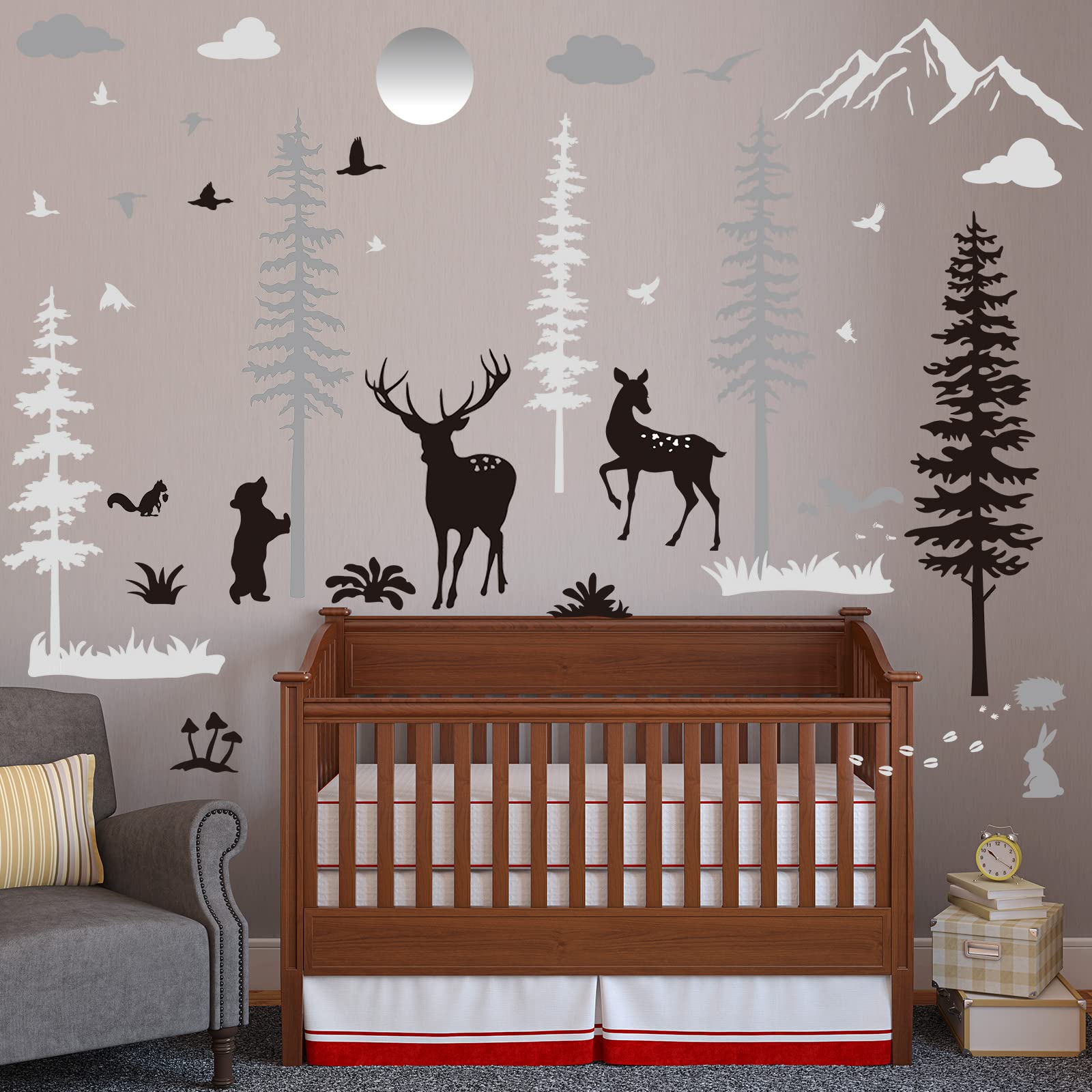 Outus winter forest full-scene wall sticker set complements rooms with removable vinyl.