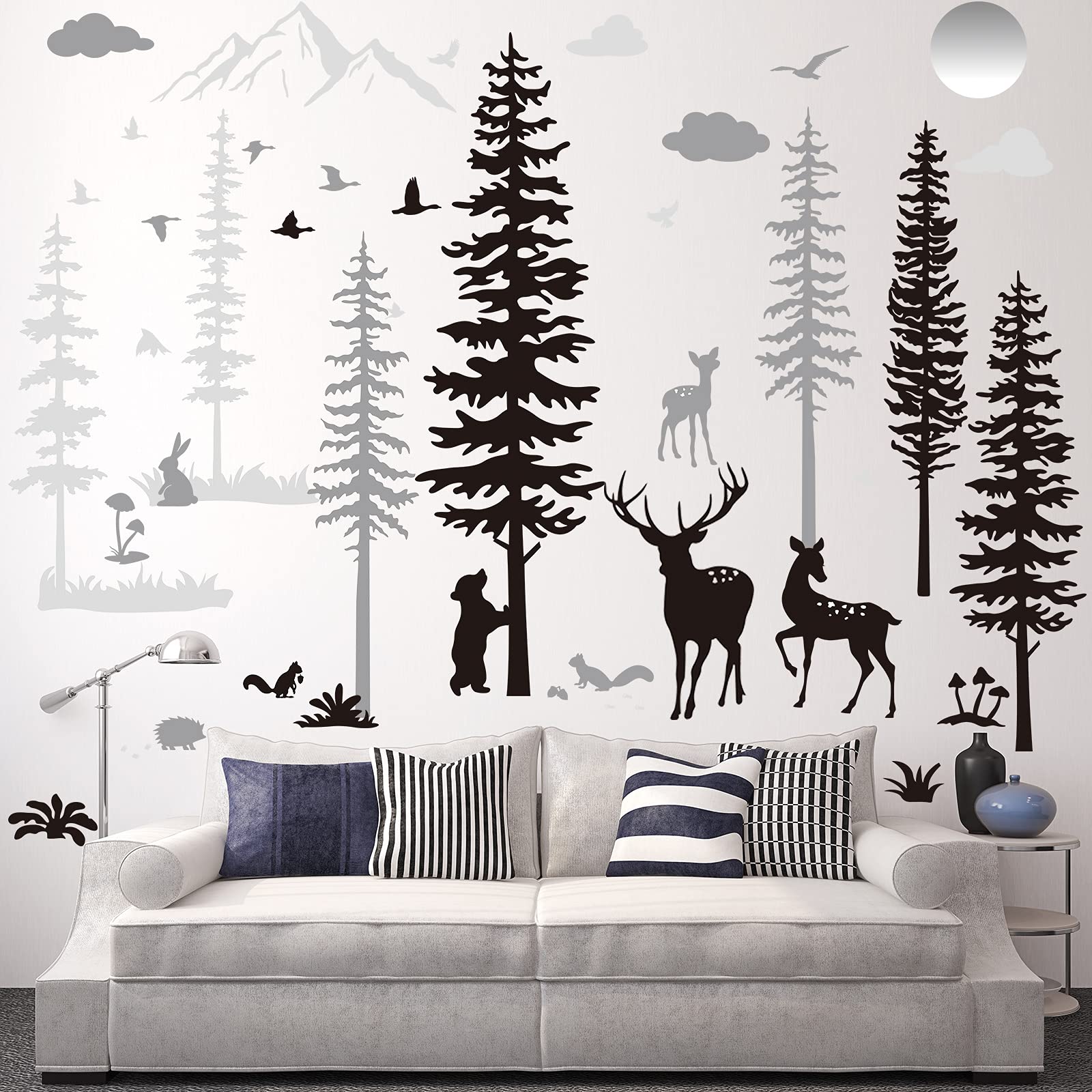 Outus winter forest mountains and geese wall scene for a dreamy mural.