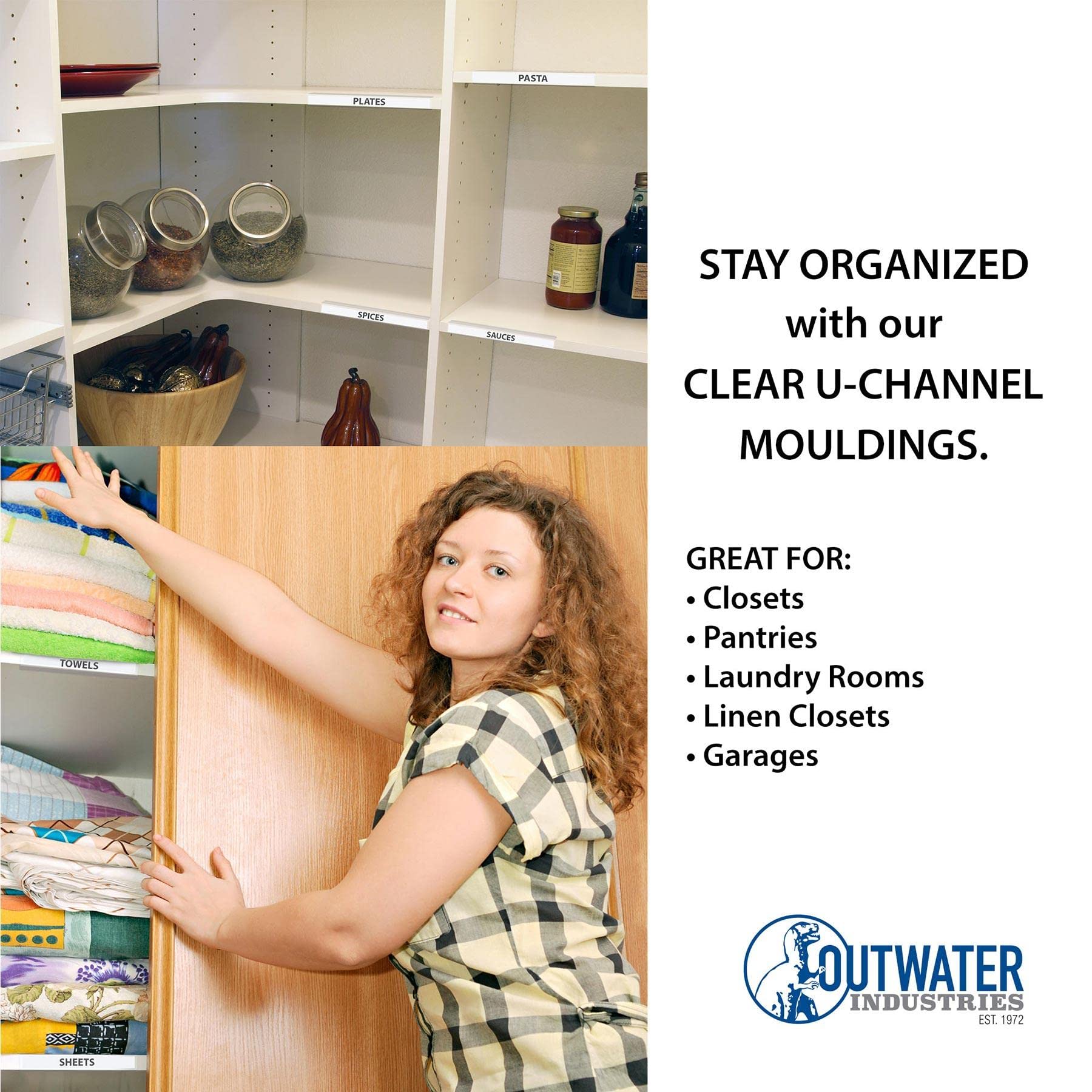 Outwater 341-Cl clear U-channel adds decorative trim to displays