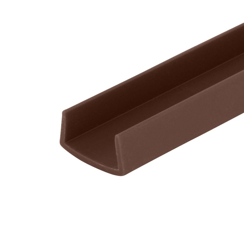 Outwater Plastics matte brown 3/4-inch U-channel edge protection on a panel for durable edges.
