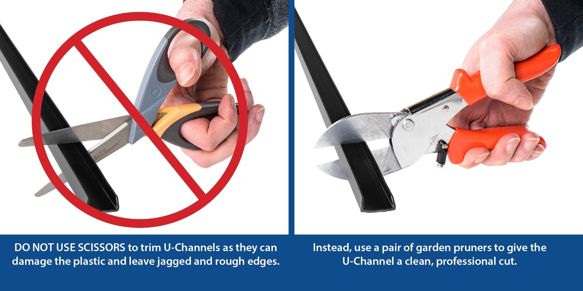 Outwater U-Channel scratch-resistant styrene keeps edges neat.