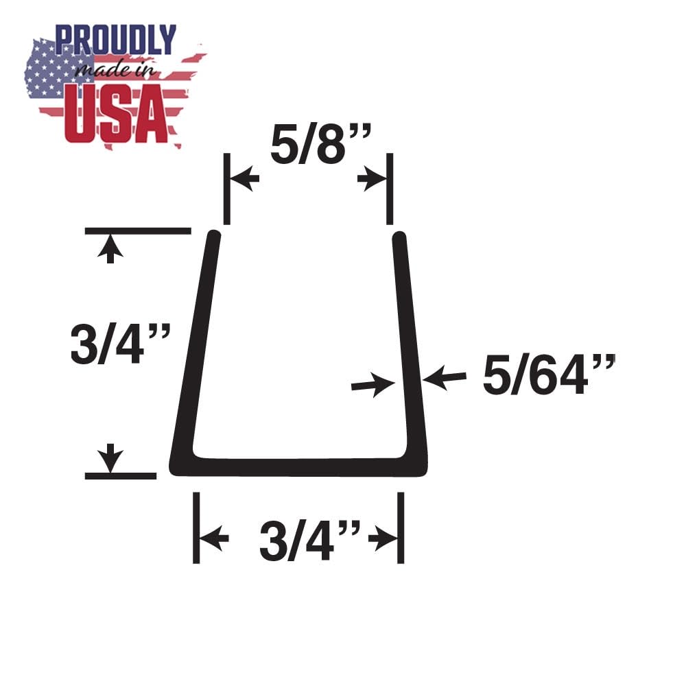 Outwater U-Channel white 3/4in full-length pack3 for versatile edge framing.